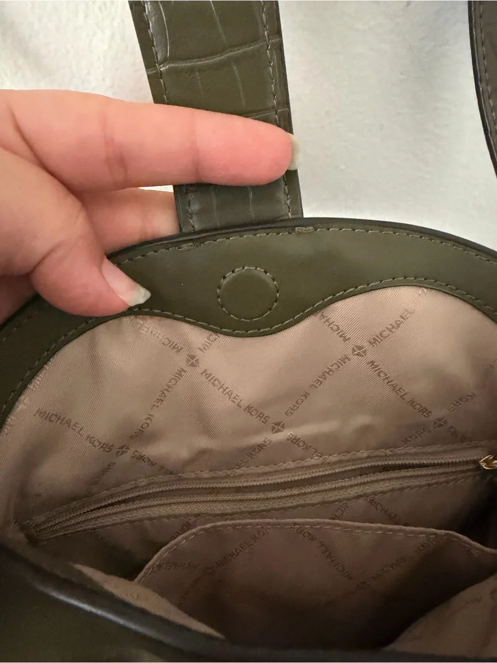 Michael Kors Olive Green Saddle Crossbody Bag